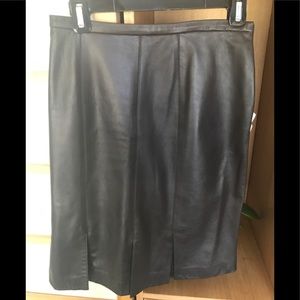 Oscar De La Renta Chocolate Brown Leather Skirt